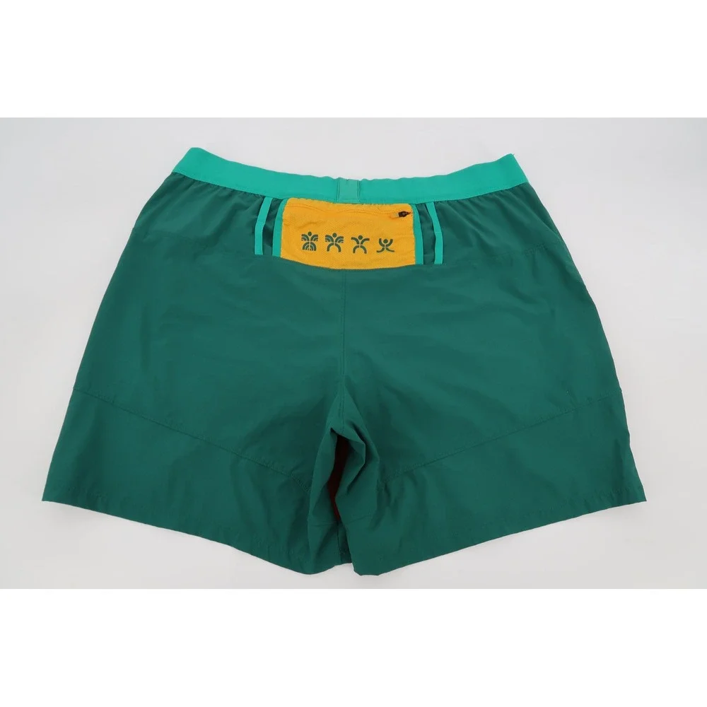 The North Face Trailwear OKT Trail Shorts‎ Mens Large Rust Green Colorblock
